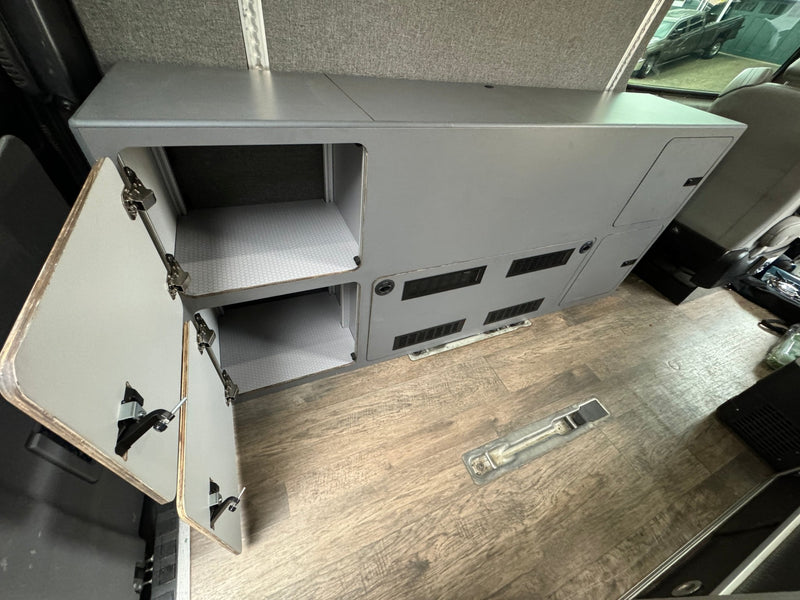 Load image into Gallery viewer, PowerKit cabinet installation over wheel well Sprinter with storage