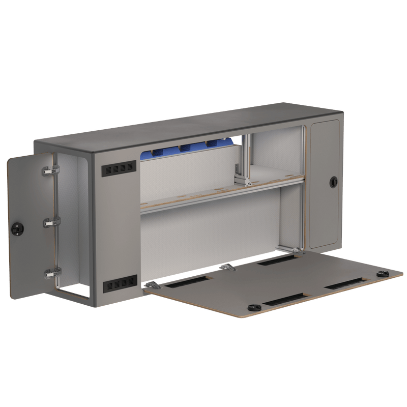 Load image into Gallery viewer, Custom van electrical cabinet interior mounting points battery inverter storage