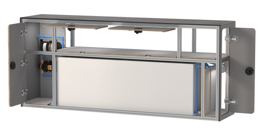 Wheel well cabinet with 20-gallon water tank